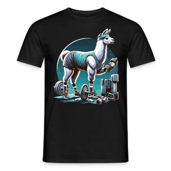 Fitness Lama : La force dans la salle de sport - T-shirt homme - noir - Devant - AI Model Male 178 light (178cm)