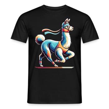 Running llama: fitness in style - Men's T-Shirt - black - Front - AI Model Male 178 light (178cm)