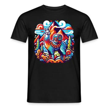 Wanderfreudiges Lama: Von Gipfel zu Gipfel - Männer T-Shirt - Schwarz - Vorne - AI Model Male 178 light (178cm)