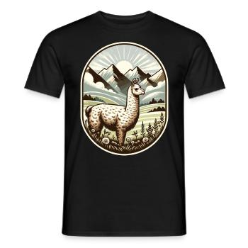 Lama-Trek: Wandern mit Aussicht - Männer T-Shirt - Schwarz - Vorne - AI Model Male 178 light (178cm)