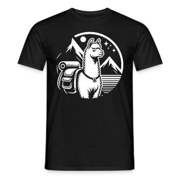 Simple hiking llama: Mountains in view - Men's T-Shirt - black - Front - AI Model Male 178 light (178cm)