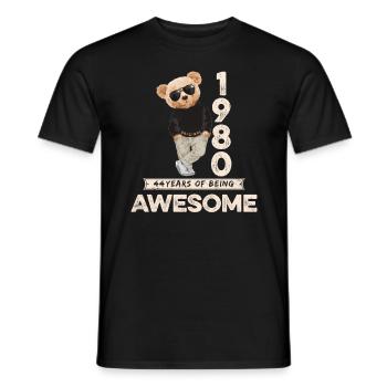 1980 Geburtstag Teddy Bär Being Awesome Orignal - Männer T-Shirt - Schwarz - Vorne - AI Model Male 178 light (178cm)
