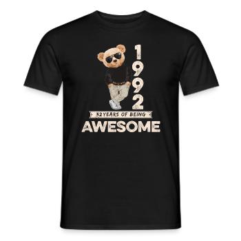1992 Geburtstag Teddy Bär Being Awesome Orignal - Männer T-Shirt - Schwarz - Vorne - AI Model Male 178 light (178cm)