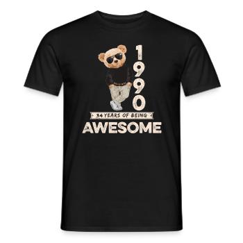 1990 Geburtstag Teddy Bär Being Awesome Orignal - Männer T-Shirt - Schwarz - Vorne - AI Model Male 178 light (178cm)