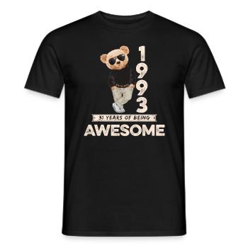 1993 Geburtstag Teddy Bär Being Awesome Orignal - Männer T-Shirt - Schwarz - Vorne - AI Model Male 178 light (178cm)