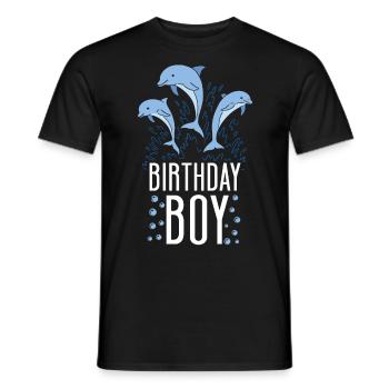 Dolphin Birthday Birthday Boy - Men's T-Shirt - black - Front - AI Model Male 178 light (178cm)