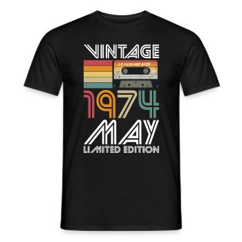 50th Birthday Vintage May 1974 Vintage 1974 - Men's T-Shirt - black - Front - AI Model Male 178 light (178cm)