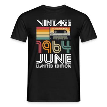 60th Birthday Vintage June 1964 Vintage 1964 - Men's T-Shirt - black - Front - AI Model Male 178 light (178cm)