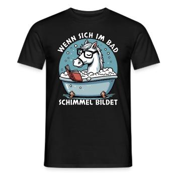 Meme Lustiger Spruch Pferd Schimmel im Bad, Fun - Männer T-Shirt - Schwarz - Vorne - AI Model Male 178 light (178cm)