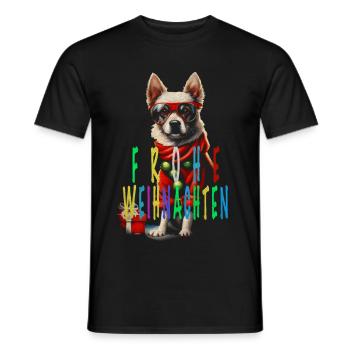 Lustiger Hund bunt frohe Weihnachten - Männer T-Shirt - Schwarz - Vorne - AI Model Male 178 light (178cm)