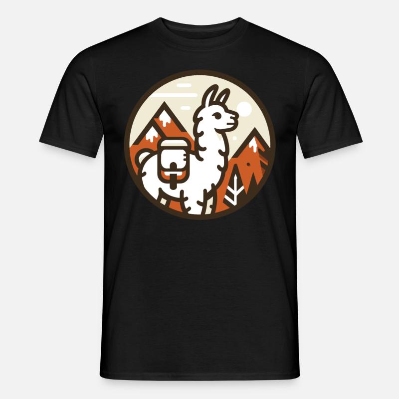 Einfaches Wanderlama: Berge im Blick - Männer T-Shirt - Schwarz