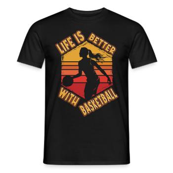 Basket-ball femme joueur de basket-ball joueur de basket-ball - T-shirt homme - noir - Devant - AI Model Male 178 light (178cm)