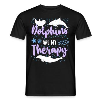 Dolphin Dolphins Are My Therapy - Männer T-Shirt - Schwarz - Vorne - AI Model Male 178 light (178cm)