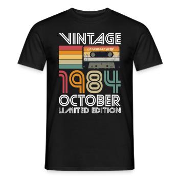 40th Birthday Vintage October 1984 Vintage 1984 - Men's T-Shirt - black - Front - AI Model Male 178 light (178cm)