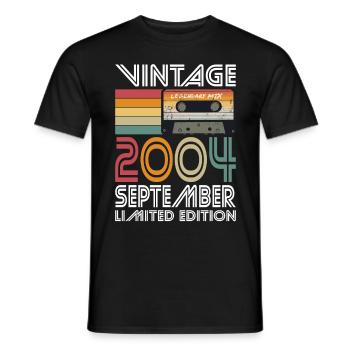 20th Birthday Vintage September Vintage 2004 - Men's T-Shirt - black - Front - AI Model Male 178 light (178cm)