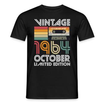 60th Birthday Vintage October 1964 Vintage 1964 - Men's T-Shirt - black - Front - AI Model Male 178 light (178cm)