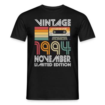 30th Birthday Vintage November 1994 Vintage 1994 - Men's T-Shirt - black - Front - AI Model Male 178 light (178cm)