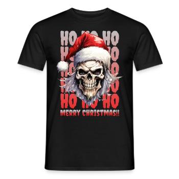 Christmas Skull Skull Horror Creepy - Men's T-Shirt - black - Front - AI Model Male 178 light (178cm)