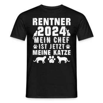 Rentner 2024 Mein Chef ist jetzt meine Katze - Männer T-Shirt - Schwarz - Vorne - AI Model Male 178 light (178cm)