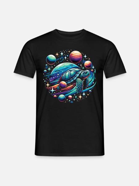 Astronomical Turtle: Planetary Adventure - Men's T-Shirt - black