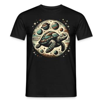 Galactic Turtle: Universe Exploration - Men's T-Shirt - black - Front - AI Model Male 178 light (178cm)
