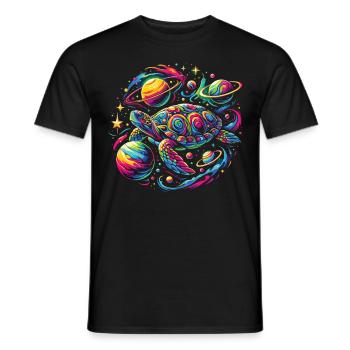 Galactic Turtle: Star Journey - Men's T-Shirt - black - Front - AI Model Male 178 light (178cm)