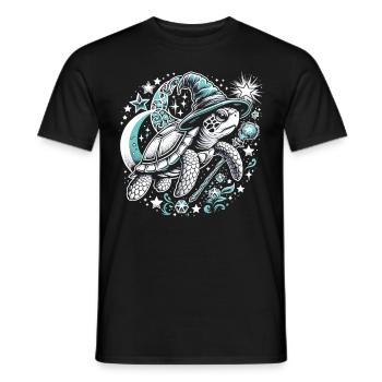 Mystische Schildkröte: Zauber der Nacht - Männer T-Shirt - Schwarz - Vorne - AI Model Male 178 light (178cm)