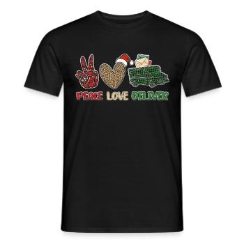 Peace Love Deliver - Männer T-Shirt - Schwarz - Vorne - AI Model Male 178 light (178cm)