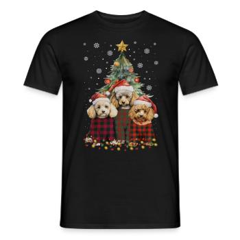 Trois chiens caniche Noël - T-shirt homme - noir - Devant - AI Model Male 178 light (178cm)