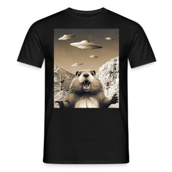 Invasion extraterrestre OVNI Selfie castor - T-shirt homme - noir - Devant - AI Model Male 178 light (178cm)