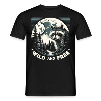 Sauvage et libre : raton laveur dans la nature - T-shirt homme - noir - Devant - AI Model Male 178 light (178cm)