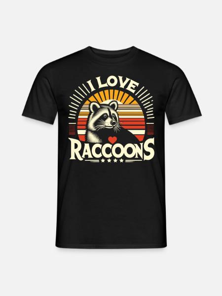 Nostalgischer Waschbär: "I love Racoons" - T-shirt herr - svart