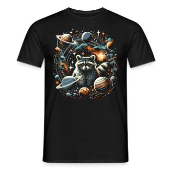 Raccoon in Space: Planetary Explorers - Men's T-Shirt - black - Front - AI Model Male 178 light (178cm)