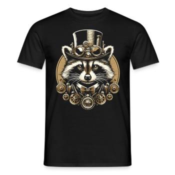 Steampunk Raccoon : Aventures mécaniques - T-shirt homme - noir - Devant - AI Model Male 178 light (178cm)