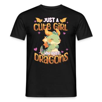 Just a cute Girl who loves Dragons - Kawaii Dragon - Men's T-Shirt - black - Front - AI Model Male 178 light (178cm)