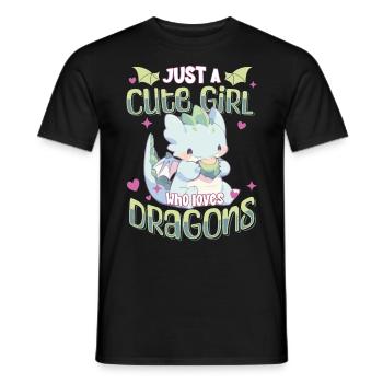 Just a cute Girl who loves Dragons - Kawaii Dragon - Men's T-Shirt - black - Front - AI Model Male 178 light (178cm)