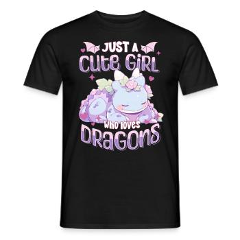 Just a cute Girl who loves Dragons - Kawaii Dragon - Men's T-Shirt - black - Front - AI Model Male 178 light (178cm)