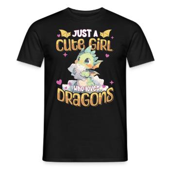 Just a cute Girl who loves Dragons - Kawaii Dragon - Men's T-Shirt - black - Front - AI Model Male 178 light (178cm)