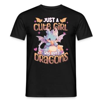 Just a cute Girl who loves Dragons - Kawaii Dragon - Men's T-Shirt - black - Front - AI Model Male 178 light (178cm)