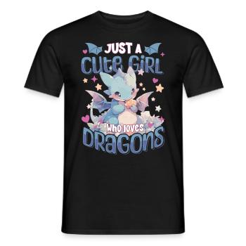 Just a cute Girl who loves Dragons - Kawaii Dragon - Men's T-Shirt - black - Front - AI Model Male 178 light (178cm)