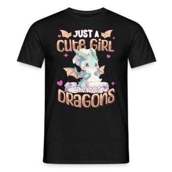 Just a cute Girl who loves Dragons - Kawaii Dragon - Men's T-Shirt - black - Front - AI Model Male 178 light (178cm)
