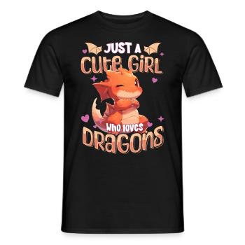 Just a cute Girl who loves Dragons - Kawaii Dragon - Men's T-Shirt - black - Front - AI Model Male 178 light (178cm)