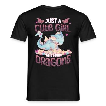 Just a cute Girl who loves Dragons - Kawaii Dragon - Men's T-Shirt - black - Front - AI Model Male 178 light (178cm)