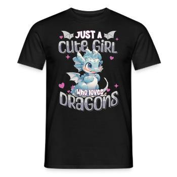 Juste une fille mignonne qui aime les dragons - Kawaii Dragon - T-shirt homme - noir - Devant - AI Model Male 178 light (178cm)