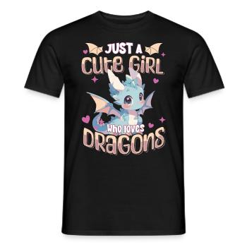 Just a cute Girl who loves Dragons - Kawaii Dragon - Men's T-Shirt - black - Front - AI Model Male 178 light (178cm)