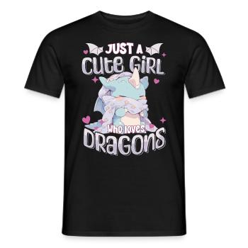 Juste une fille mignonne qui aime les dragons - Kawaii Dragon - T-shirt homme - noir - Devant - AI Model Male 178 light (178cm)