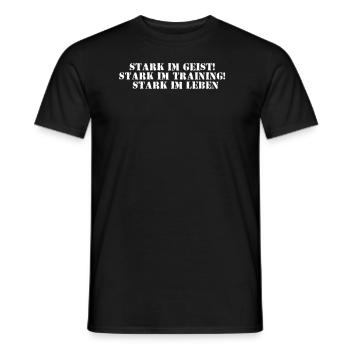 Fitness - Stark im Geist, stark im Training, - Männer T-Shirt - Schwarz - Vorne - AI Model Male 178 light (178cm)