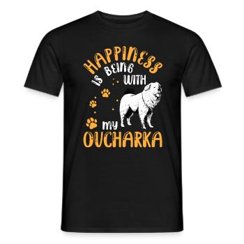 Ovcharka makes happy Caucasian dog - Men's T-Shirt - black - Front - AI Model Male 178 light (178cm)