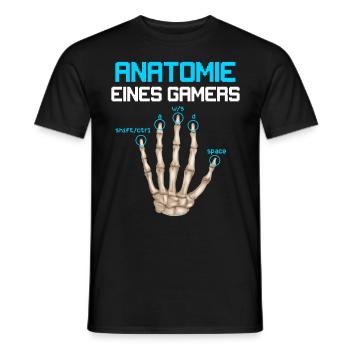 Anatomie eines Gamers Zocker Finger Video Spiel - Männer T-Shirt - Schwarz - Vorne - AI Model Male 178 light (178cm)