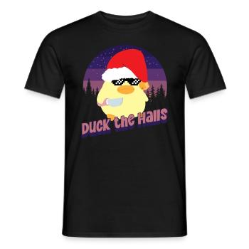 Duck the Halls - Ente mit Messer Duck with Knife - T-shirt homme - noir - Devant - AI Model Male 178 light (178cm)